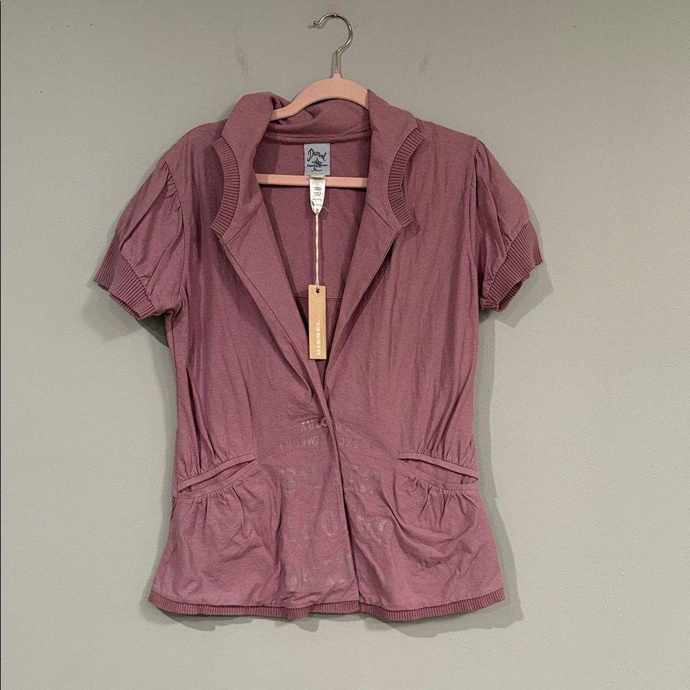 NWT vintage Diesel mauve vest with cool pocket ruching and‎ cuts